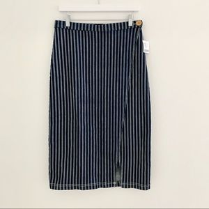 Urban Outfitters Striped Denim Midi Skirt